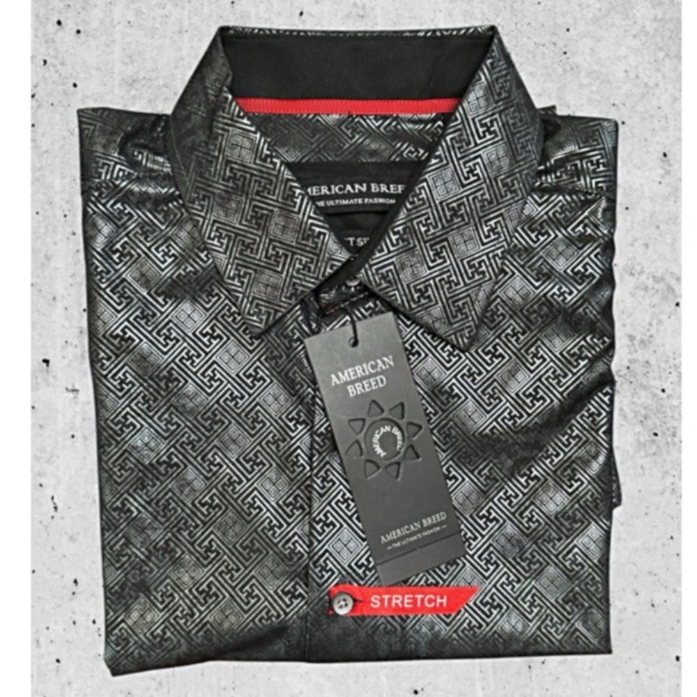 Gray and Black Dress Shirt with Elegant Pattern